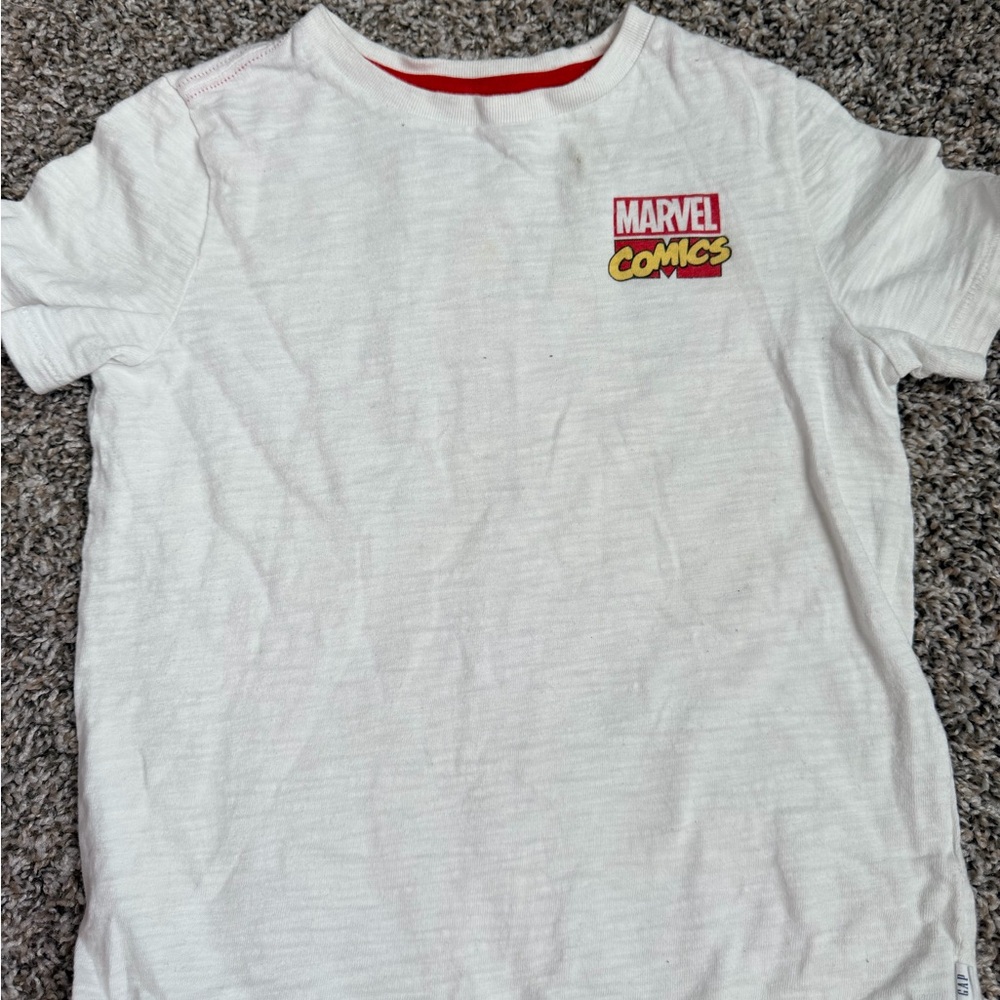 GAP White Kids T-Shirt with Marvel Comics Logo (Red & Yellow)